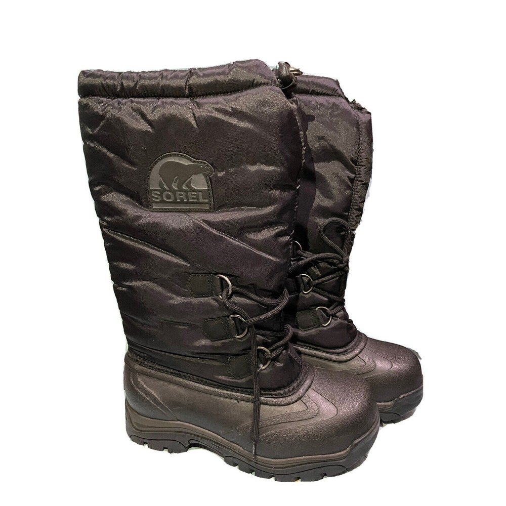 Sorel Snowlion Insulated Waterproof Snow Rubber Boots Black Size 7 US W/Insert